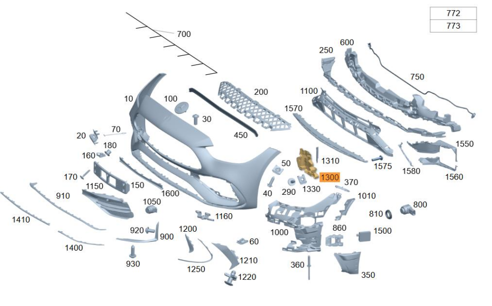 Tampon Braketi W206 Ön Üst Sağ -AMG- 2021- 2068850802