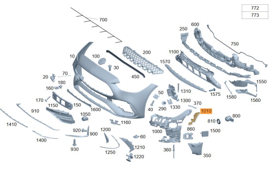 Tampon Braketi W206 Ön İç Sol -AMG -2021- 2068856504