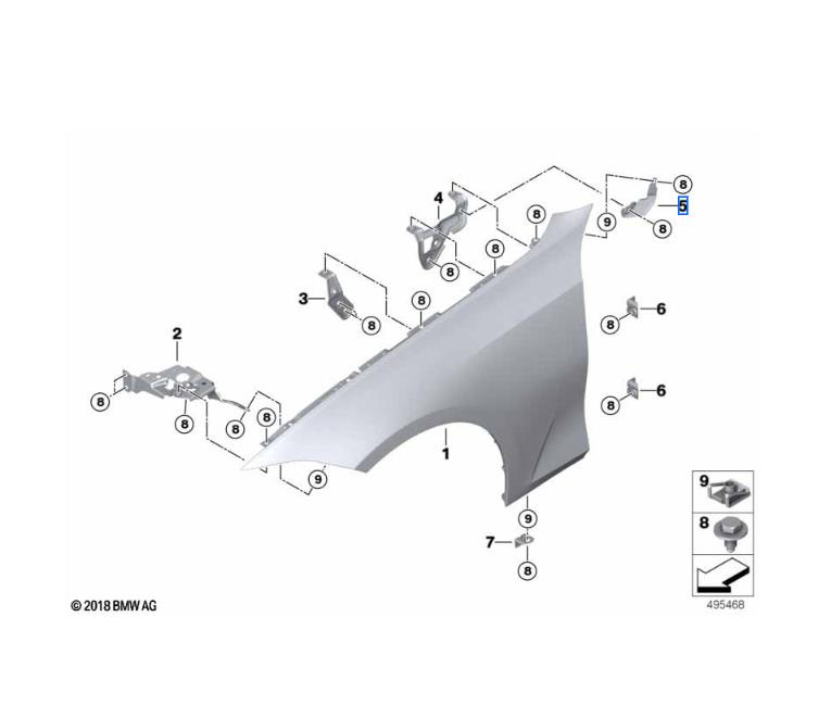Çamurluk Braketi G20+LCI Ön İç Sağ Arka Taraf Üst 41007488122